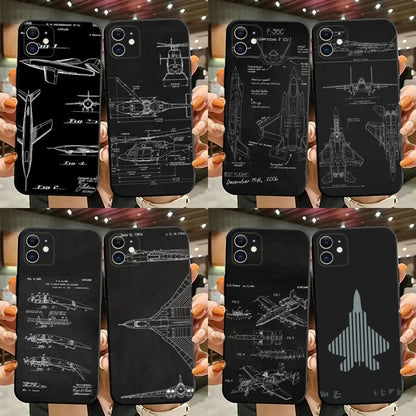 Aircraft Helicopter Airplane Phone Case For iPhone 15,14,13,12,11,Plus,Pro Max,XS,X,XR,SE,Mini,8,7 Soft Silicone Black Cover