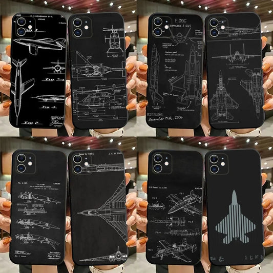 Aircraft Helicopter Airplane Phone Case For iPhone 15,14,13,12,11,Plus,Pro Max,XS,X,XR,SE,Mini,8,7 Soft Silicone Black Cover