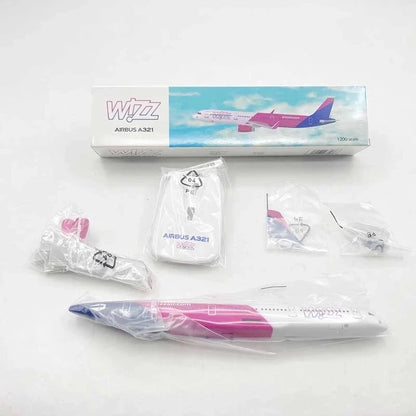 New 20cm Wizz Airbus A321 1/200 Diecast Aircraft Static Plane Kits With Wheels&Base Souvenir Airplane Collected Gift By Aviation