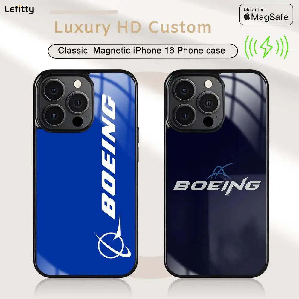 Cool The B_Boeing Design Phone Case MagSafe Magnetic for iPhone 16 15 14 13 12 11 Pro Plus Max Mini Wireless Charger Funda