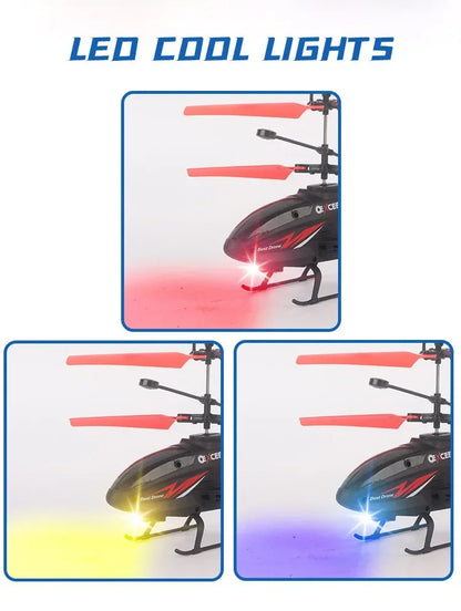 Mini RC Helicopter 2 Channel Remote Control Plane with LED Lights Gesture Sensing Crash Resistant Aircraft Toy for Kids