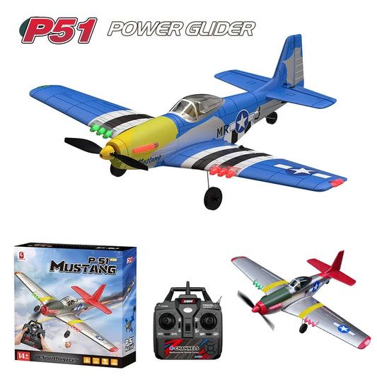 P51 Mustang Fighter 4CH Remote Control Aircraft Model Fixed Wing Aviation Model Aircraft 2.4G Electric Foam Glider Toys