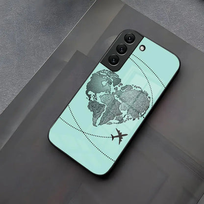 Popular Planes World Map Travel Phone Case Glass for Samsung Galaxy S23 S25 S24 S21 S22 S20 Ultra Fe Plus A34 A54 A24 A52 A53 M5