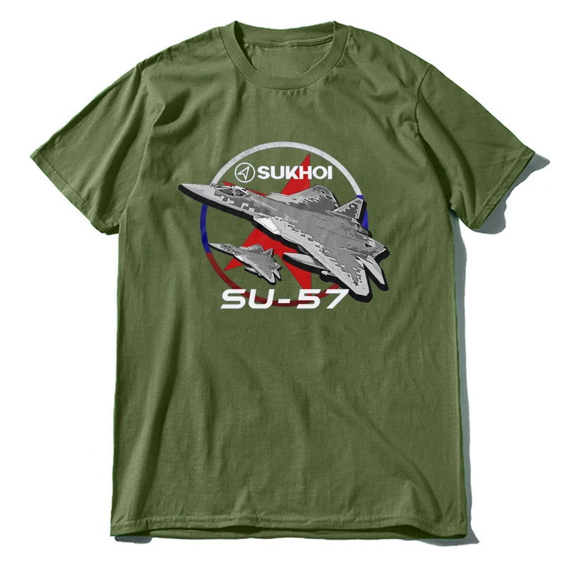 Retro Sukhoi Su-57 Stealth Multirole Fighter Aircraft  New 100% Cotton O-Neck Short Sleeve Casual Mens  Size S-3XL