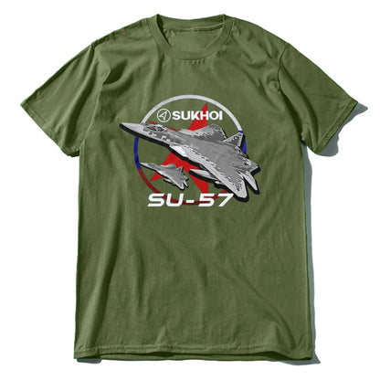 Retro Sukhoi Su-57 Stealth Multirole Fighter Aircraft  New 100% Cotton O-Neck Short Sleeve Casual Mens  Size S-3XL