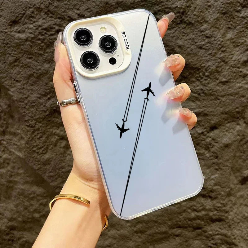 Travel-Inspired Airplane Route Design Case for iPhone 15 14 13 12 11 Pro Max XS X XR 7 8 15 Plus SE 2022 Shockproof Bumper Cover