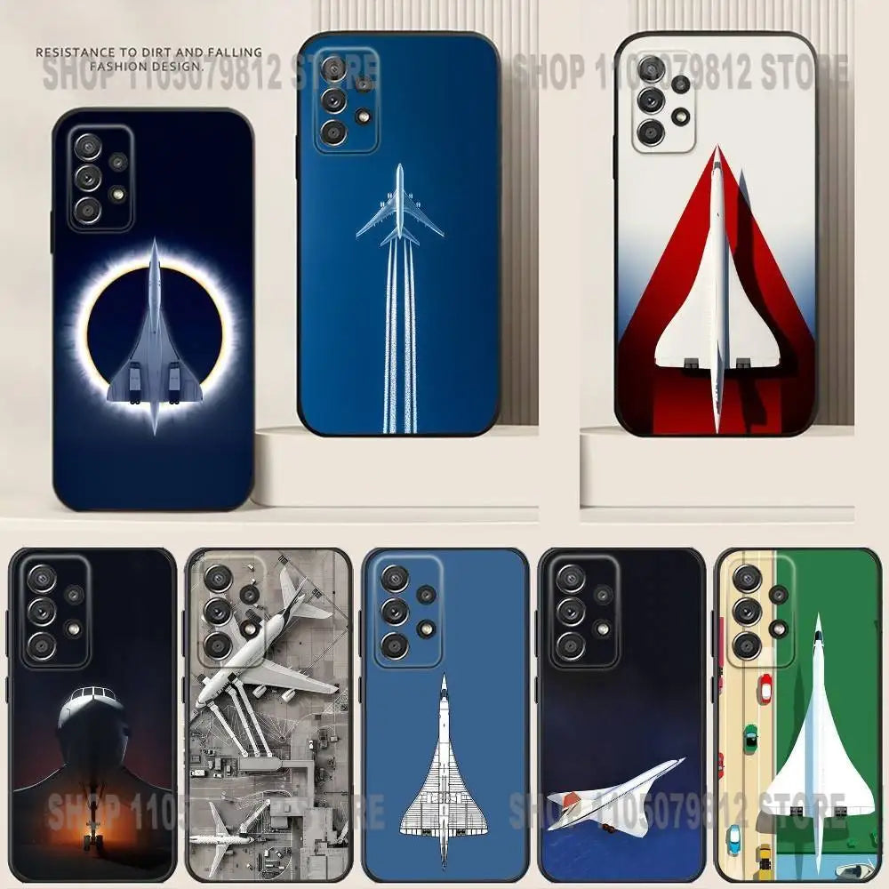 Concorde Air France Phone Case For Samsung S24,21,22,23,30,Ultra,20,Plus,Note,10,9,Black soft silicone case