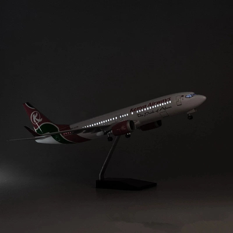 1:85 Scale 47CM Die-Cast Resin B737 Airbus Kenya Airways Airlines 737 Boeing Series Aircraft Model With Lights and Wheels