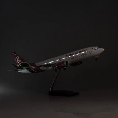 1:85 Scale 47CM Die-Cast Resin B737 Airbus Kenya Airways Airlines 737 Boeing Series Aircraft Model With Lights and Wheels