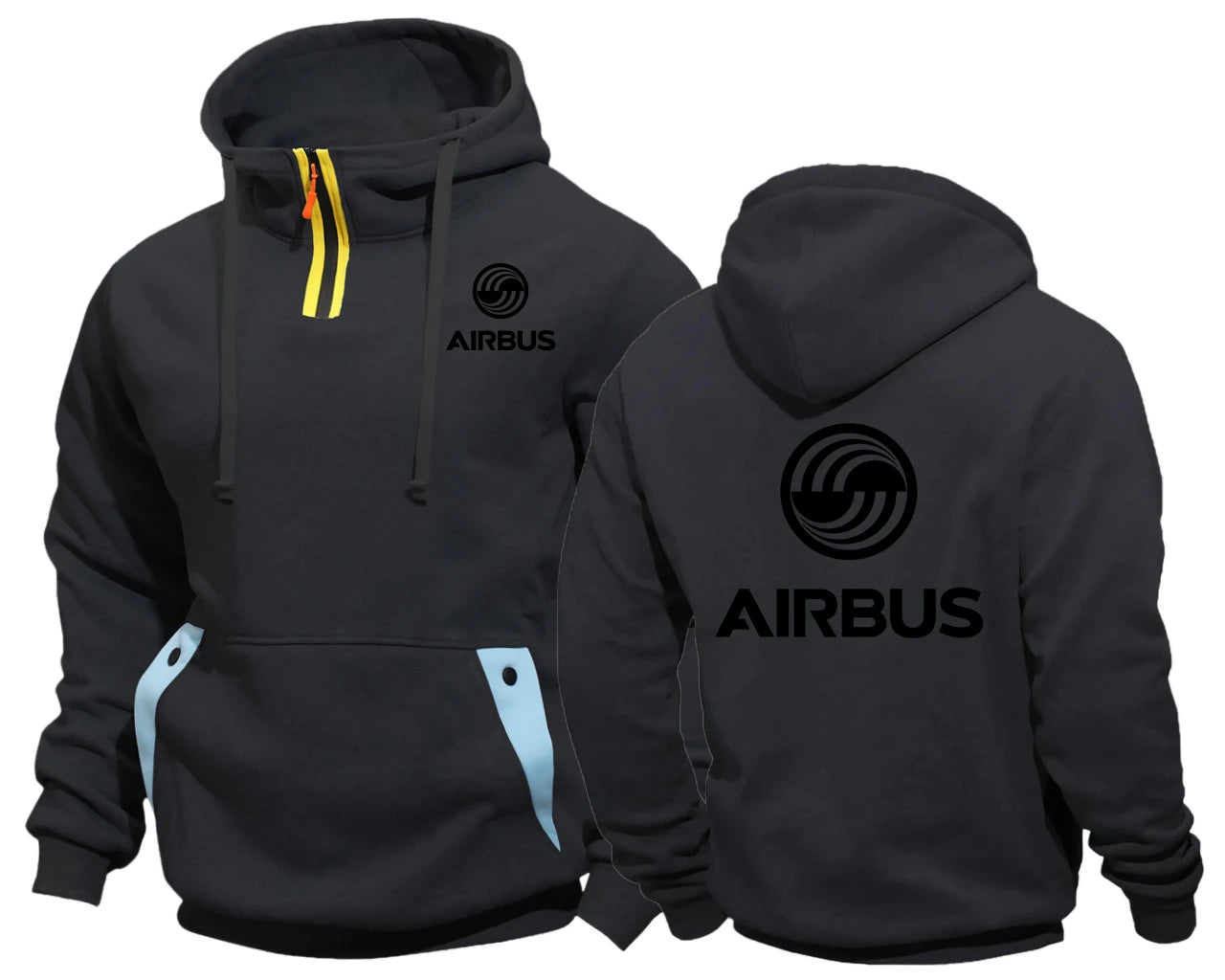 AIRBUS AVIATION Flight Semi-Zip Pocket Hooded Airbusfan A320 Zipper Sweatshirts Male Jacket Mens Clothing Outerwear Hoodies