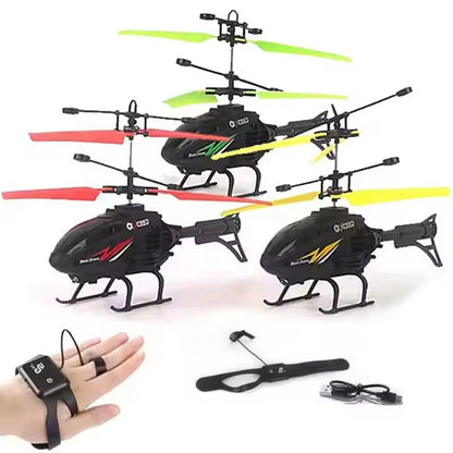 Mini RC Helicopter 2 Channel Remote Control Plane with LED Lights Gesture Sensing Crash Resistant Aircraft Toy for Kids