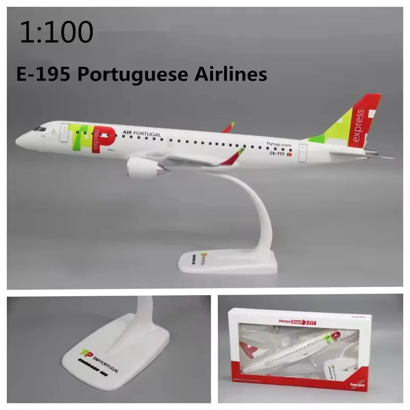 E-195 Tap Portugal Airlines 1/100 Scale Airplane Abs Assembly Model Airplane Toy Building Block Decoration Gift