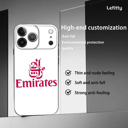 Emirates Airlines Phone Case For iPhone 17 16 15 14 13 12 11 Pro Max Plus Mini Black Frosted Soft Shell Funda