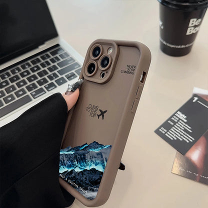 Peak Plane Phone Case For iPhone 17 16 15 14 Pro Max 13 12 11 16 Plus 16E 17 Air Shockproof Matte Soft TPU Silicone Bumper Cover