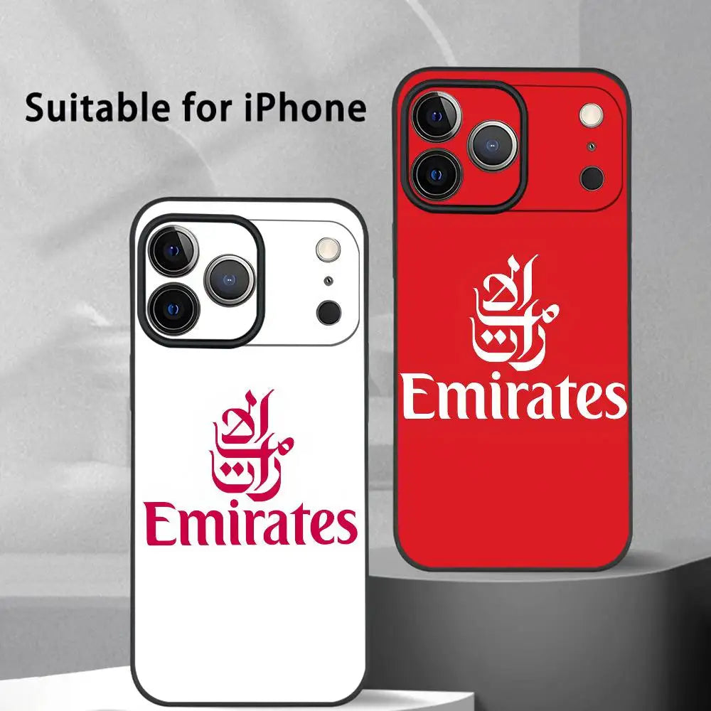 Emirates Airlines Phone Case For iPhone 17 16 15 14 13 12 11 Pro Max Plus Mini Black Frosted Soft Shell Funda