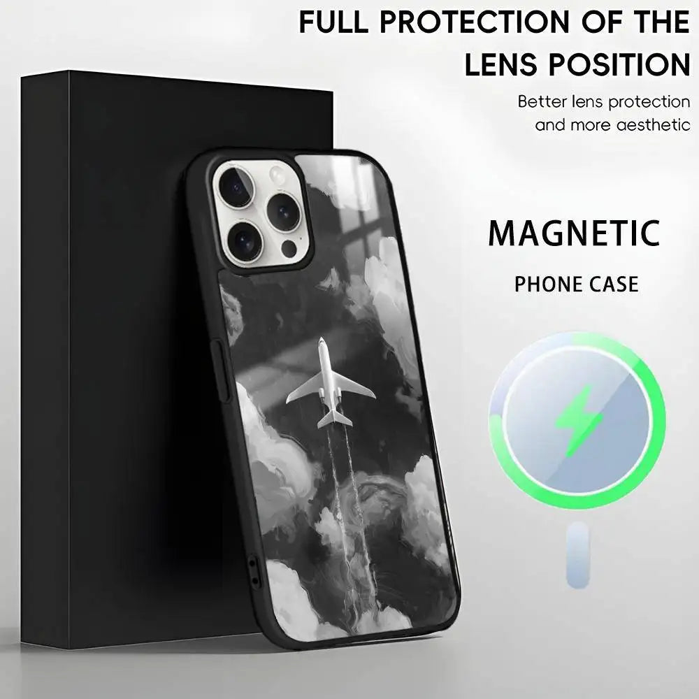 Airplane Plane Fly Travel Cloud Phone Case For IPhone 17 16 15 14 13 12 11 Pro Max Plus Mini Magsafe Wireless Magnetic Funda
