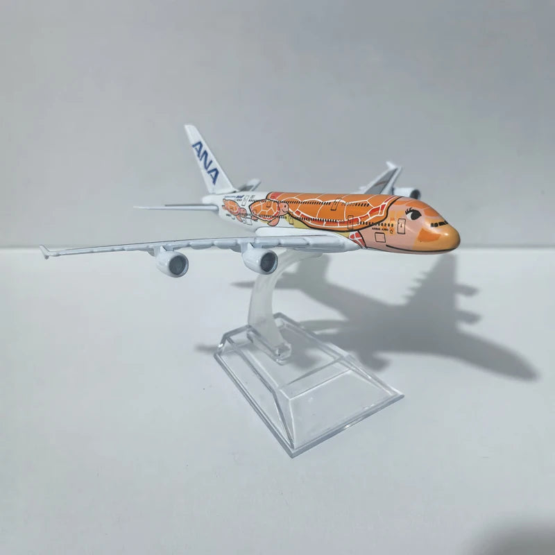 JASON TUTU 15CM ANA sea turtle painting Airbus A380 Airplane Model Aircraft Model Diecast Metal Planes Model All Nippon Airways