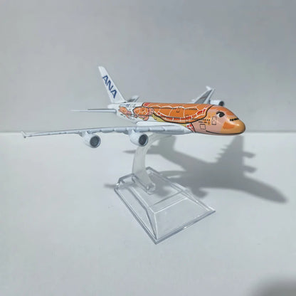 JASON TUTU 15CM ANA sea turtle painting Airbus A380 Airplane Model Aircraft Model Diecast Metal Planes Model All Nippon Airways