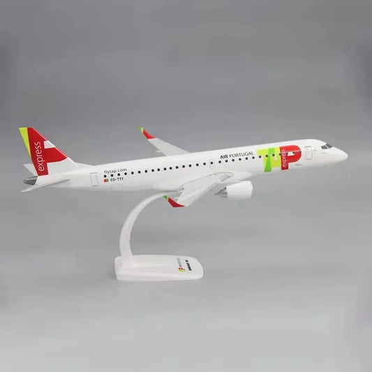 E-195 Tap Portugal Airlines 1/100 Scale Airplane Abs Assembly Model Airplane Toy Building Block Decoration Gift