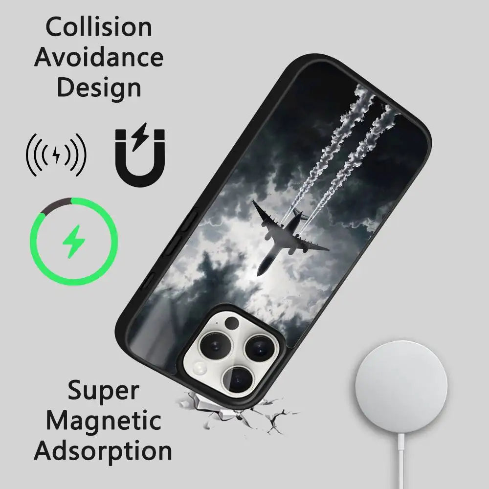 Airplane Plane Fly Travel Cloud Phone Case For IPhone 17 16 15 14 13 12 11 Pro Max Plus Mini Magsafe Wireless Magnetic Funda