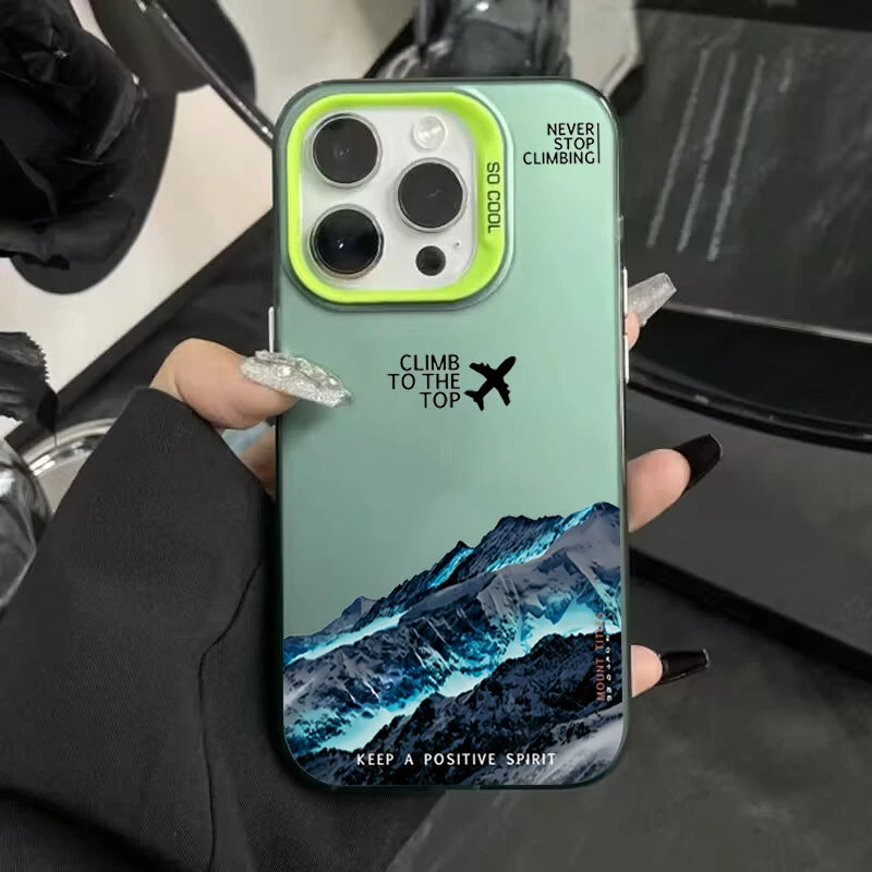Mountain Peak Aircraft Phone Case for IPhone 17 16 14 15 11 12 13 Pro Max 16E 7 8 15 16 Plus 17 Air Shockproof Sunset IMD Cover