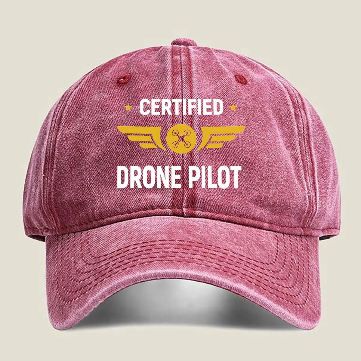 Drone Pilot Aviation - Themed Certification Badge Art Washed Baseball Cap