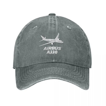 Airbus A330 Captain Baseball Cap Vintage Distressed Washed Airplane Sun Cap for Men Women Outdoor Activities Hats Cap