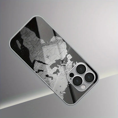 Minimalist Creative World Map Design Electroplated Silver Phone Case For Samsung Galaxy S25 S24 S23 Ultra Plus FE Glass Cover