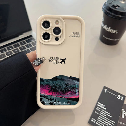Peak Plane Phone Case For iPhone 17 16 15 14 Pro Max 13 12 11 16 Plus 16E 17 Air Shockproof Matte Soft TPU Silicone Bumper Cover