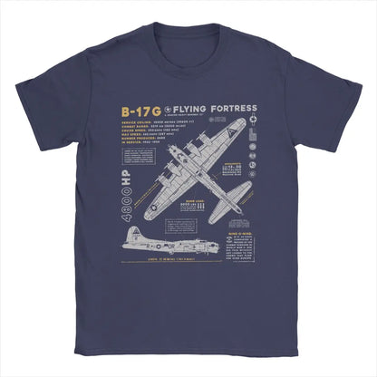 Men's T-Shirts B-17 Flying Fortress Humor Cotton Tees Fighter Plane WW2 War Pilot Aircraft Airplane T Shirt Tops 4XL 5XL 6XL