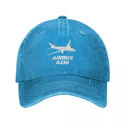 Airbus A330 Captain Baseball Cap Vintage Distressed Washed Airplane Sun Cap for Men Women Outdoor Activities Hats Cap