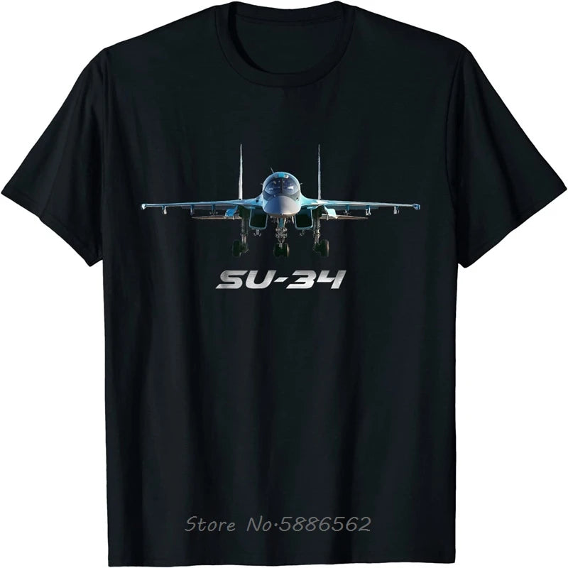Sukhoi SU-34 Russian Fighter - Bomber Fighter Men T-Shirt Unisex Cotton T Shirt Funny Fitness Tshirt Graphic Tees Streetwear