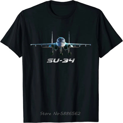 Sukhoi SU-34 Russian Fighter - Bomber Fighter Men T-Shirt Unisex Cotton T Shirt Funny Fitness Tshirt Graphic Tees Streetwear