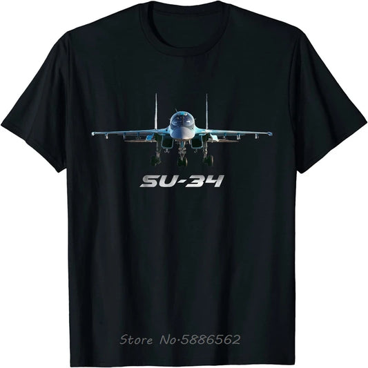 Sukhoi SU-34 Russian Fighter - Bomber Fighter Men T-Shirt Unisex Cotton T Shirt Funny Fitness Tshirt Graphic Tees Streetwear