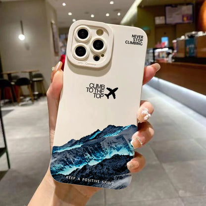Mountain Peak Aircraft Phone Case for iPhone 17 16 14 15 11 12 13 Pro Max Air 16E 7 8 Plus SE2 XR X XSMAX Shockproof Matte Cover
