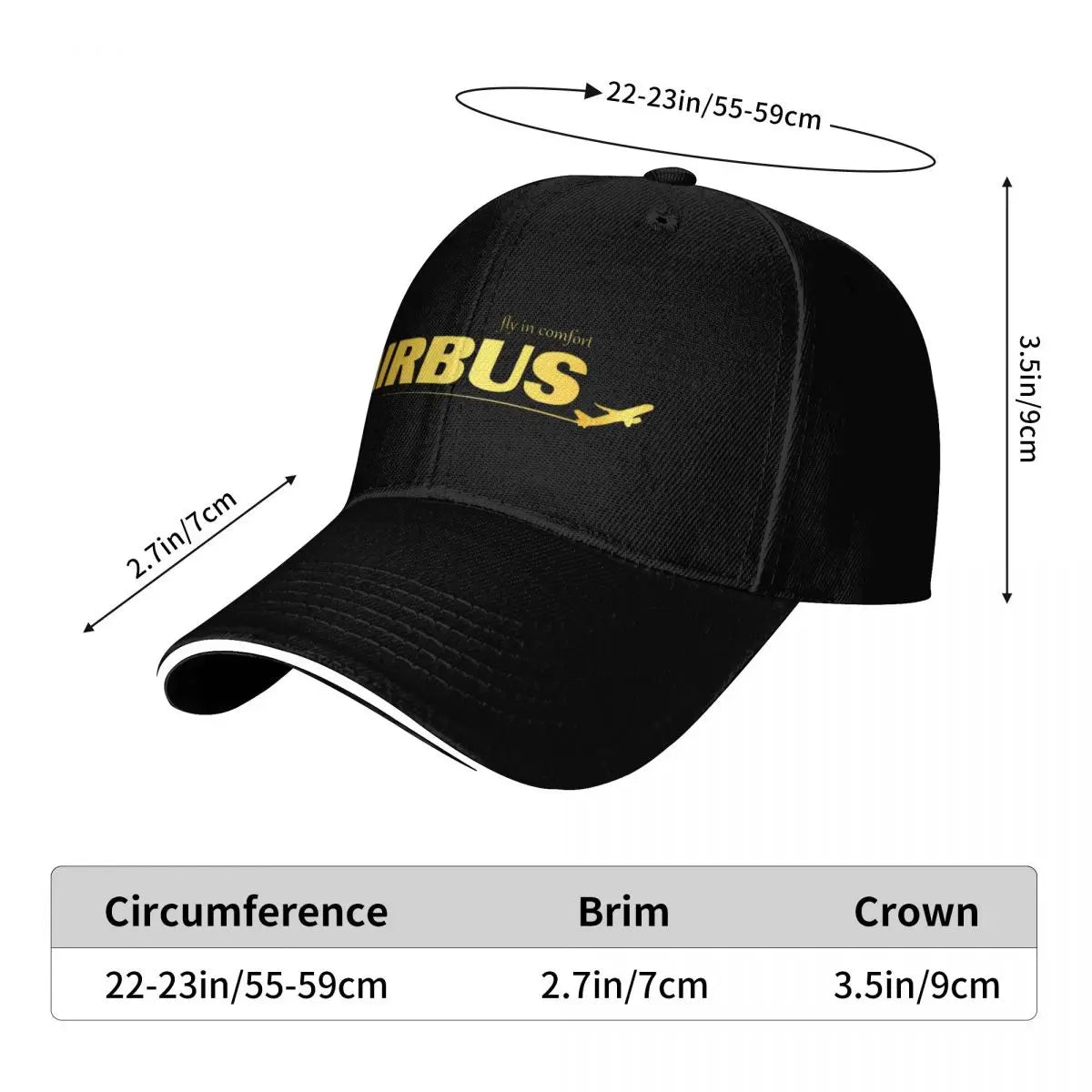 Airbus Golden Logo Baseball Caps Activities Snapback Hat Unisex Hats