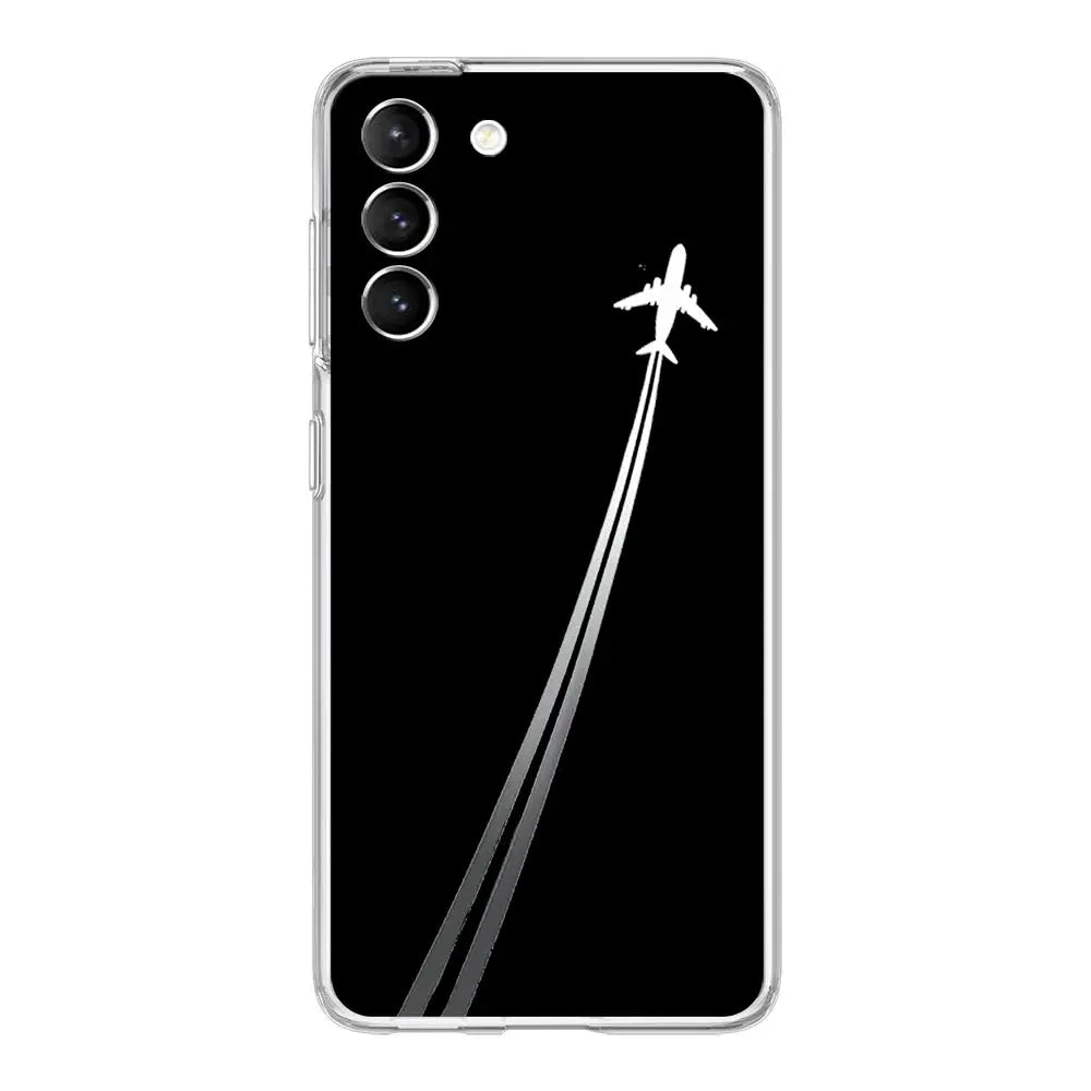 Phone Case For Samsung Galaxy S25 S24 S23 FE S22 Ultra S20 S21 5G S10 S9 Plus S10E S8 Soft Clear Cover Premium Airplane Pattern