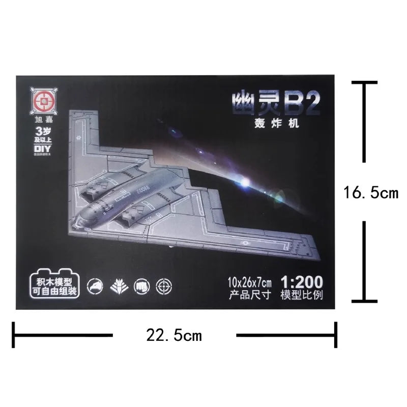 1:200 Creative Military Series Building Blocks The B2 Ghost Stealth Bomber Fighter Model Home Decor Toys For Kids Christmas Gift