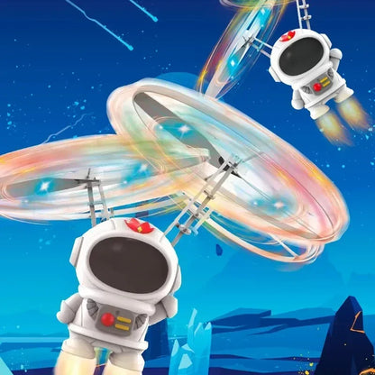 Levitating Luminous Flying Robot Astronaut Toy Aircraft Hand-Controlled Drone Interactive with Lights Outdoor Toys for Kids Gift