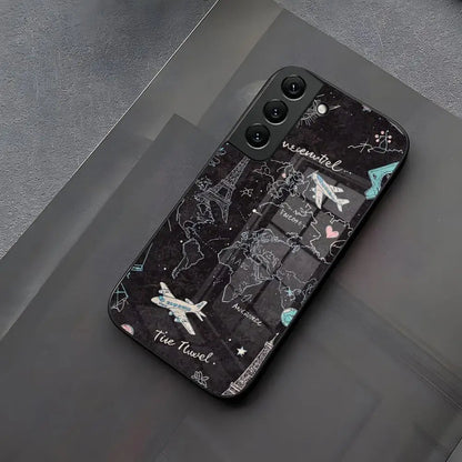 Popular Planes World Map Travel Phone Case Glass for Samsung Galaxy S23 S25 S24 S21 S22 S20 Ultra Fe Plus A34 A54 A24 A52 A53 M5