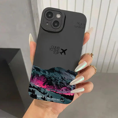 Mountain Peak Aircraft Phone Case for iPhone 17 16 14 15 11 12 13 Pro Max Air 16E 7 8 Plus SE2 XR X XSMAX Shockproof Matte Cover