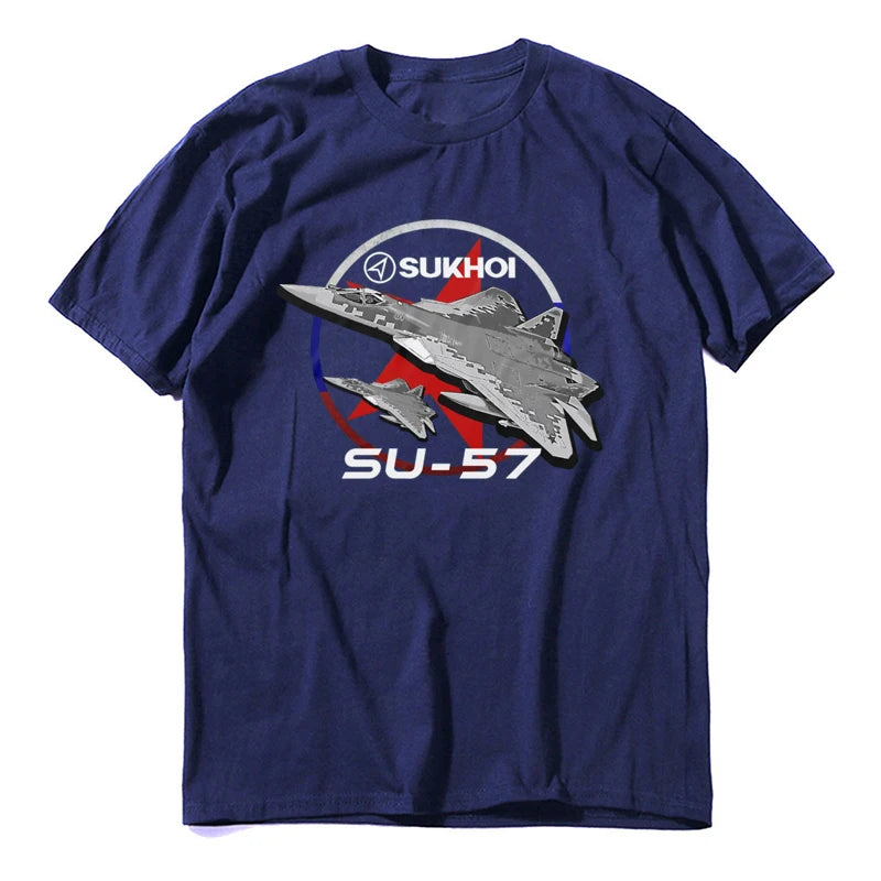 Retro Sukhoi Su-57 Stealth Multirole Fighter Aircraft  New 100% Cotton O-Neck Short Sleeve Casual Mens  Size S-3XL