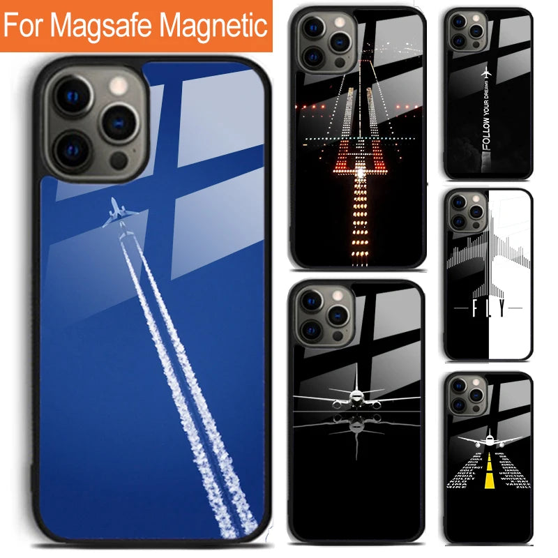 Aircraft Helicopter Airplane Pilot fly Phone Case For iPhone 17 Air 16 15 14 12 Pro Max Plus Magsafe Magnetic Wireless Cover