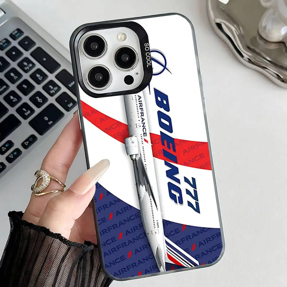 B-BoeingS 777 Top Airplane  Phone Case For iPhone 17,16,15,14,13,12,11,Pro,Max,Plus,E,Air,Mini Black IMD Cover