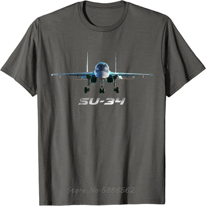 Sukhoi SU-34 Russian Fighter - Bomber Fighter Men T-Shirt Unisex Cotton T Shirt Funny Fitness Tshirt Graphic Tees Streetwear