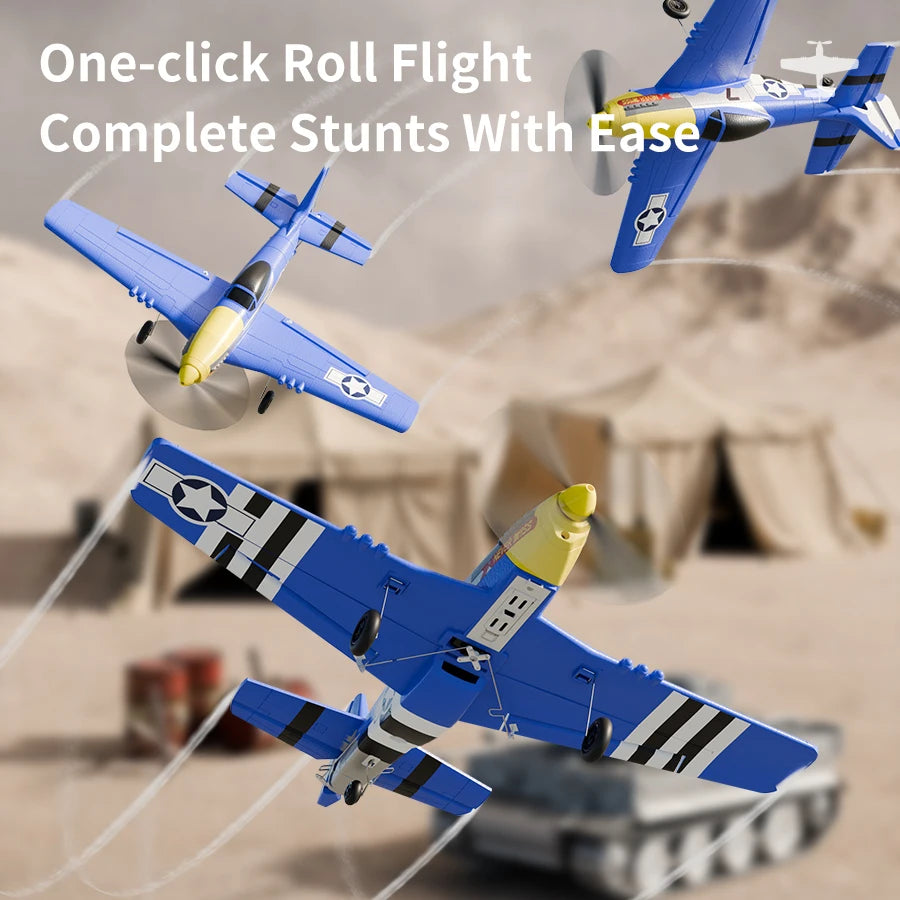 RC Plane P51 Mustang 2.4G Radio EPP Foam 4CH 6 Axis 410MM Wingspan RC Fighter One Key Aerobatic RTF Aircraft Toys