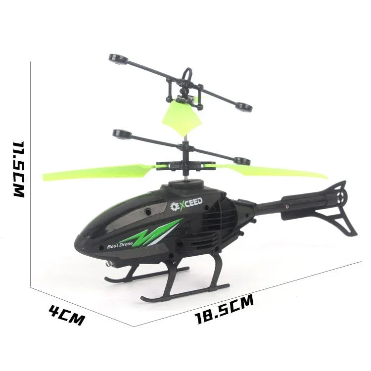 Mini RC Helicopter 2 Channel Remote Control Plane with LED Lights Gesture Sensing Crash Resistant Aircraft Toy for Kids