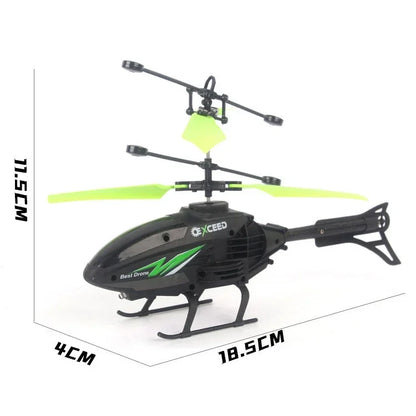 Mini RC Helicopter 2 Channel Remote Control Plane with LED Lights Gesture Sensing Crash Resistant Aircraft Toy for Kids