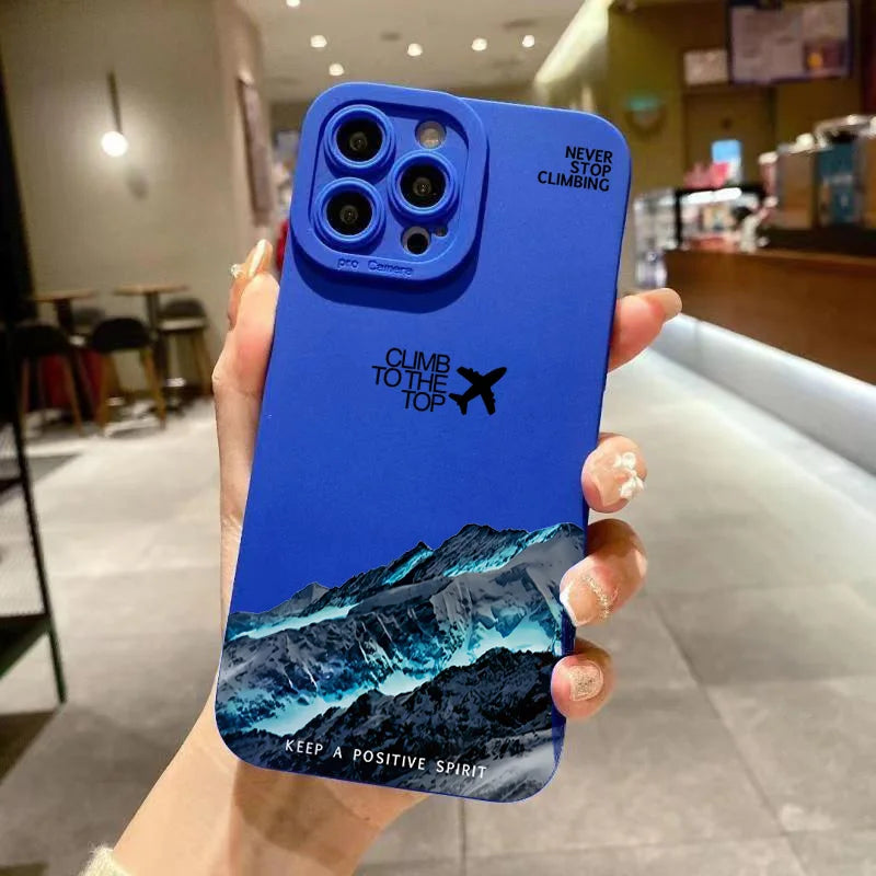 Mountain Peak Aircraft Phone Case for iPhone 17 16 14 15 11 12 13 Pro Max Air 16E 7 8 Plus SE2 XR X XSMAX Shockproof Matte Cover