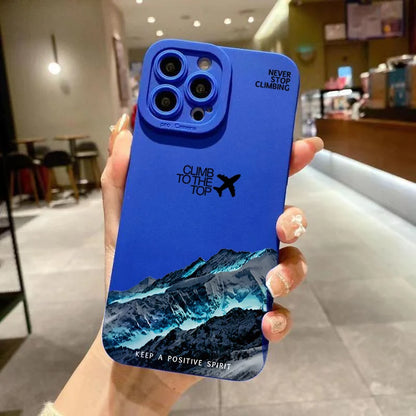 Mountain Peak Aircraft Phone Case for iPhone 17 16 14 15 11 12 13 Pro Max Air 16E 7 8 Plus SE2 XR X XSMAX Shockproof Matte Cover